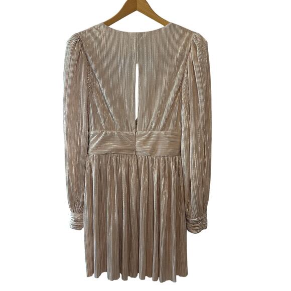Sabina Musayev Adi Pearl Blush Metallic Pleated Mini Dress Size L - Picture 4 of 13